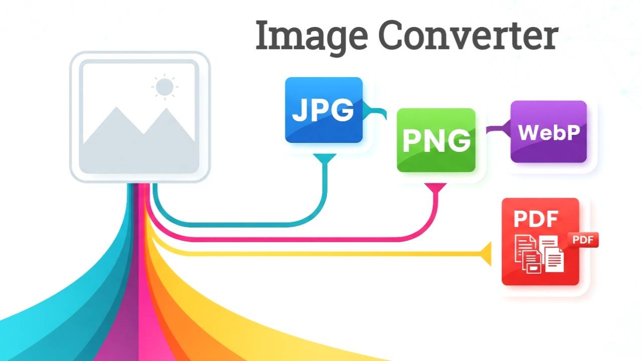 Online Image Converter Tool supporting JPG, PNG, WebP, and PDF formats with batch processing